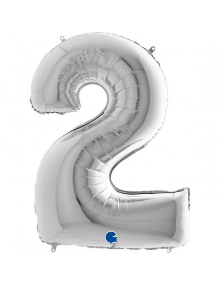 Globo 40" mylar Numero 2 Plata "Silver" GRABO