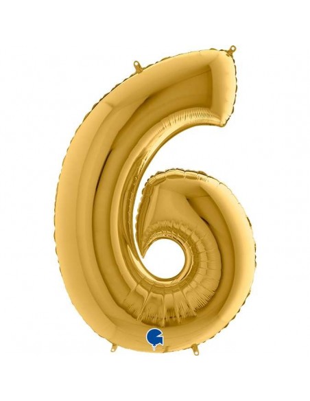 Globo 40" mylar Numero 6 Oro "Gold" 1 pz GRABO