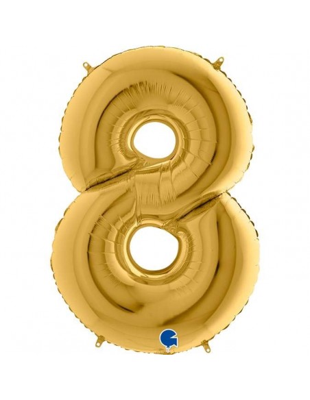 Globo 40" mylar Numero 8 Oro "Gold" 1 pz GRABO