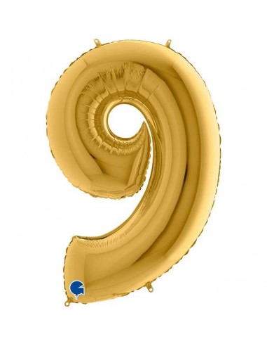 Globo 40" mylar Numero 9 Oro "Gold" 1 pz