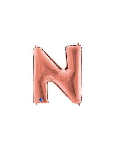 Globo  Mylar letra "N" 40" - 100 cm Rose gold