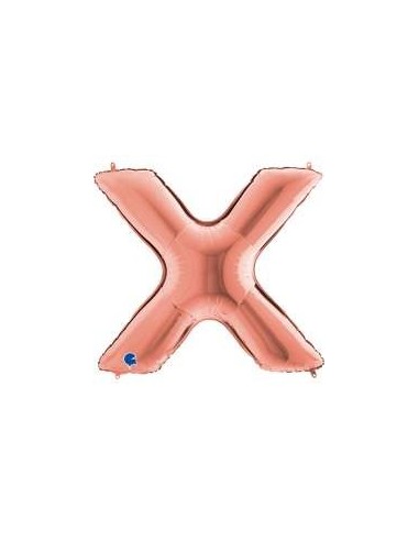 Globo  Mylar letra "X" 40" - 100 cm Rose gold