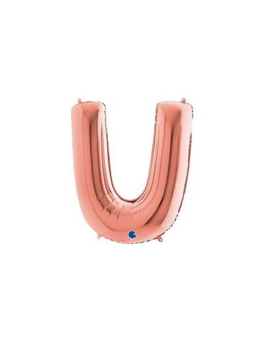 Globo  Mylar letra "U" 40" - 100 cm Rose gold