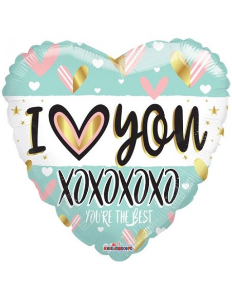 GLOBO FOIL "I LOVE YOU" TURQUESA CORAZON 18" 46CM 1PZ GRABO