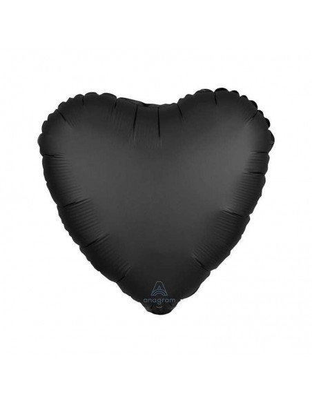 GLOBO FOIL 18" 46CM CORAZON NEGRO SATINADO 1PZ GRABO