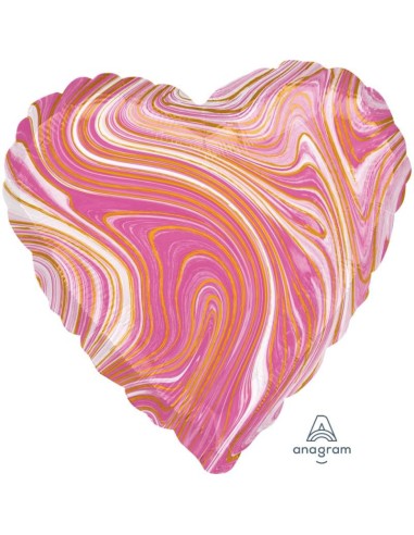 GLOBO  MYLAR 18" / 46CM  Corazon marmoleado ROSA "Marblez Pink Heart" 1 pz