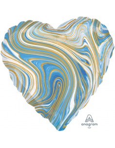 GLOBO MYLAR 18" / 46CM Corazon marmoleado AZUL "Marblez BLUE Heart"...