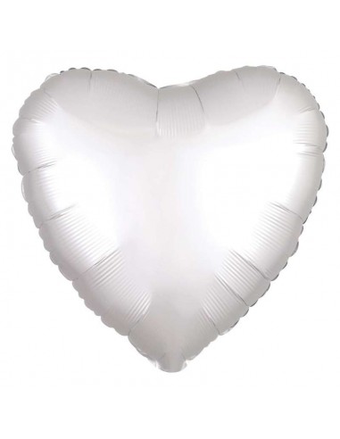 GLOBO MYLAR 18" 46CM CORAZON Blanco Satinado 1Pz