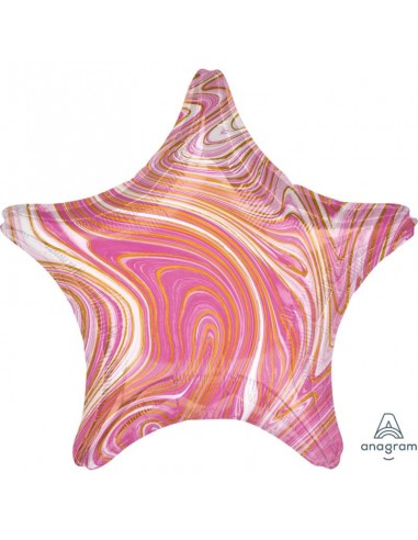 GLOBO 18"-46CM  Mylar Estrella Marmoleada "Marblez Pink Star" 1 PZ