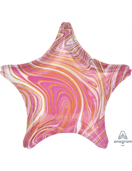 GLOBO 18"-46CM Mylar Estrella Marmoleada "Marblez Pink Star" 1 PZ A...