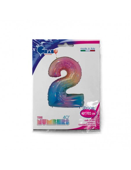 GLOBO 40" 102CM mylar N.2 Arcoiris "Colourful Rainbow" GRABO