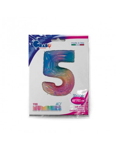 GLOBO 40" 102CM mylar N.5 Arcoiris "Colourful Rainbow" GRABO