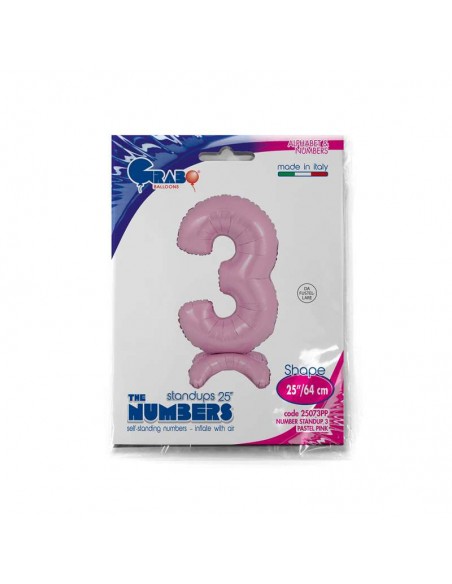 Globo 25" 64 cm Mylar STANDUP ROSA PASTEL N. "3" GRABO