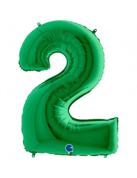 Globo 40" 100cm mylar Numero 2 VERDE "GREEN GRABO