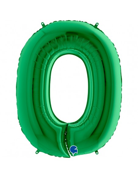 Globo 40" 100cm mylar Numero 0 VERDE "GREEN GRABO