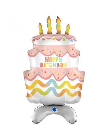 GLOBO 38 " -97CM SUPER SHAPE STANDUPS  TARTA HAPPY BIRTHDAY CAKE