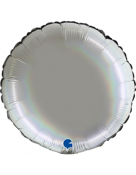 GLOBO 18"-46CM ROUND HOLOGRAFICO PLATINO PURO GRABO