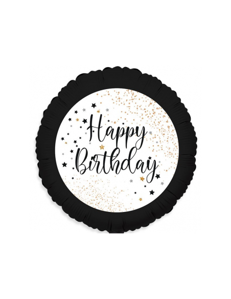 GLOBO 18" MYLAR HAPPY BIRTHDAY BLACK & WHITE GRABO
