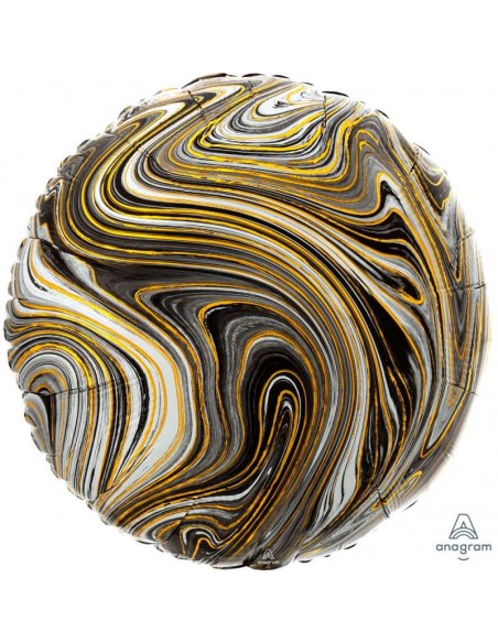 GLOBO 18" MYLAR REDONDO Marmoleado NEGRO ANAGRAM