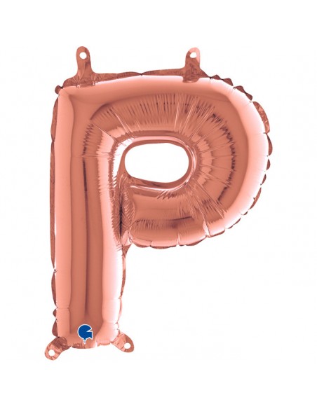 GLOBO 14" MYLAR LETRA "P" ROSE GOLD GRABO