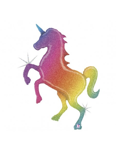Globo 54" Mylar Unicornio Super Shape Arcoiris Holografico GRABO