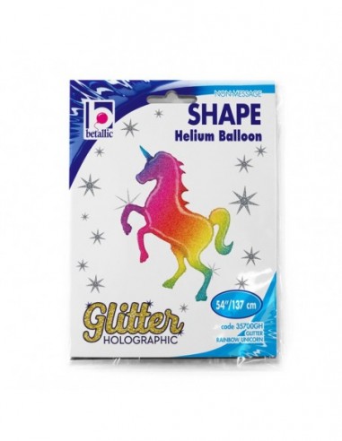 Globo 54" Mylar Unicornio Super Shape Arcoiris Holografico GRABO