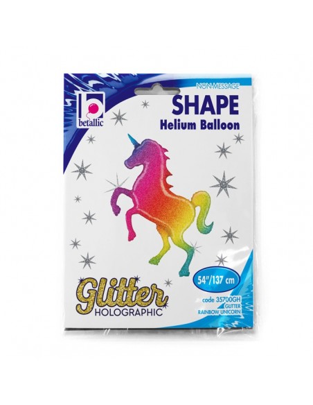 Globo 54" Mylar Unicornio Super Shape Arcoiris Holografico GRABO