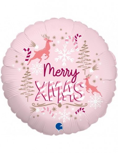 Globo18" Mylar Pink Merry Christmas