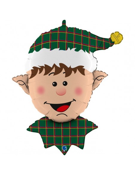 GLOBO 32" SUPER SHAPE ELF TARTAEN ELF HEAD GRABO