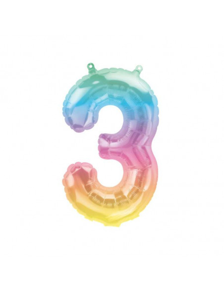 GLOBO 16" MYLAR  N."3" PASTEL JELLI OMBRE ARCOIRIS