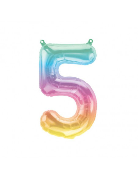 GLOBO 16" MYLAR  N."5" PASTEL JELLI OMBRE ARCOIRIS