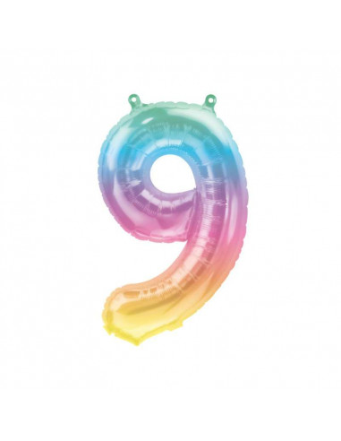 GLOBO 16" MYLAR  N."9" PASTEL JELLI OMBRE ARCOIRIS