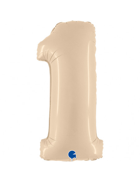 GLOBO 40" Mylar  NUMERO "1" CREMA SATINADO 1PZ GRABO