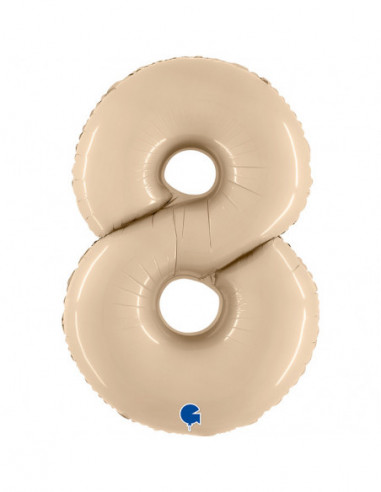 GLOBO 40" Mylar   NUMERO "8" CREMA SATINADO 1PZ