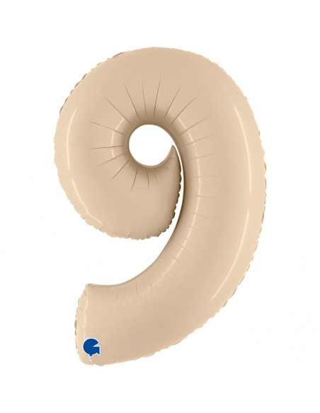 GLOBO 40" Mylar  NUMERO "9" CREMA SATINADO 1PZ GRABO