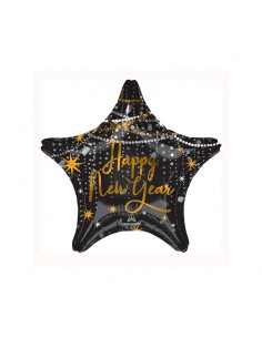 Globo 19" Mylar Estrella Happy New Year Midnight Hour ANAGRAM