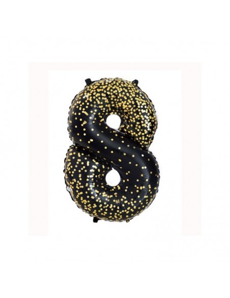 Globo 40" Mylar numero 8 con efecto gold ROCCA FUN FACTORY
