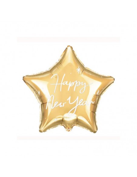 GLOBO MYLAR 20" ESTRELLA "HAPPY NEW YEAR" 1 UNIDAD ROCCA FUN FACTORY