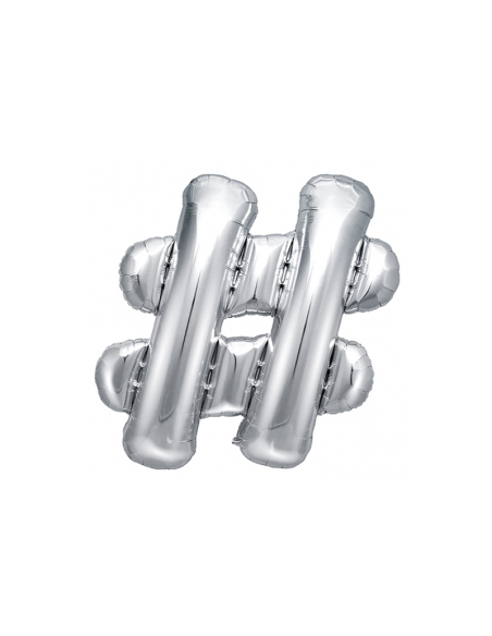 Globo 14" mylar N°"Hashtag " Silver GRABO