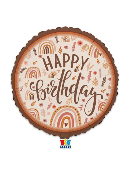 Globo 18" mylar Happy Birthday "Arco Iris Boho WOW POPS
