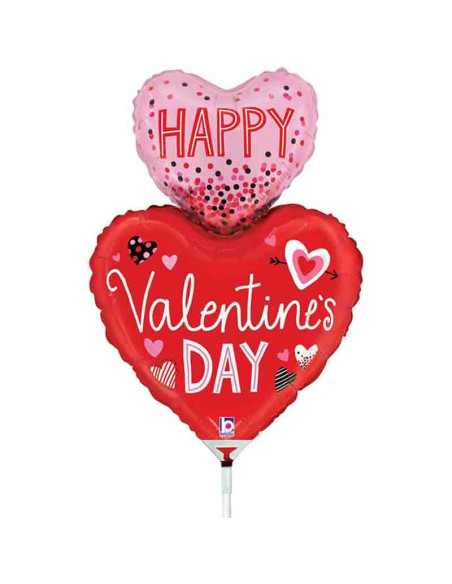 Globo 14" Mylar con forma de corazón mini "Happy Valentine's Day" b...